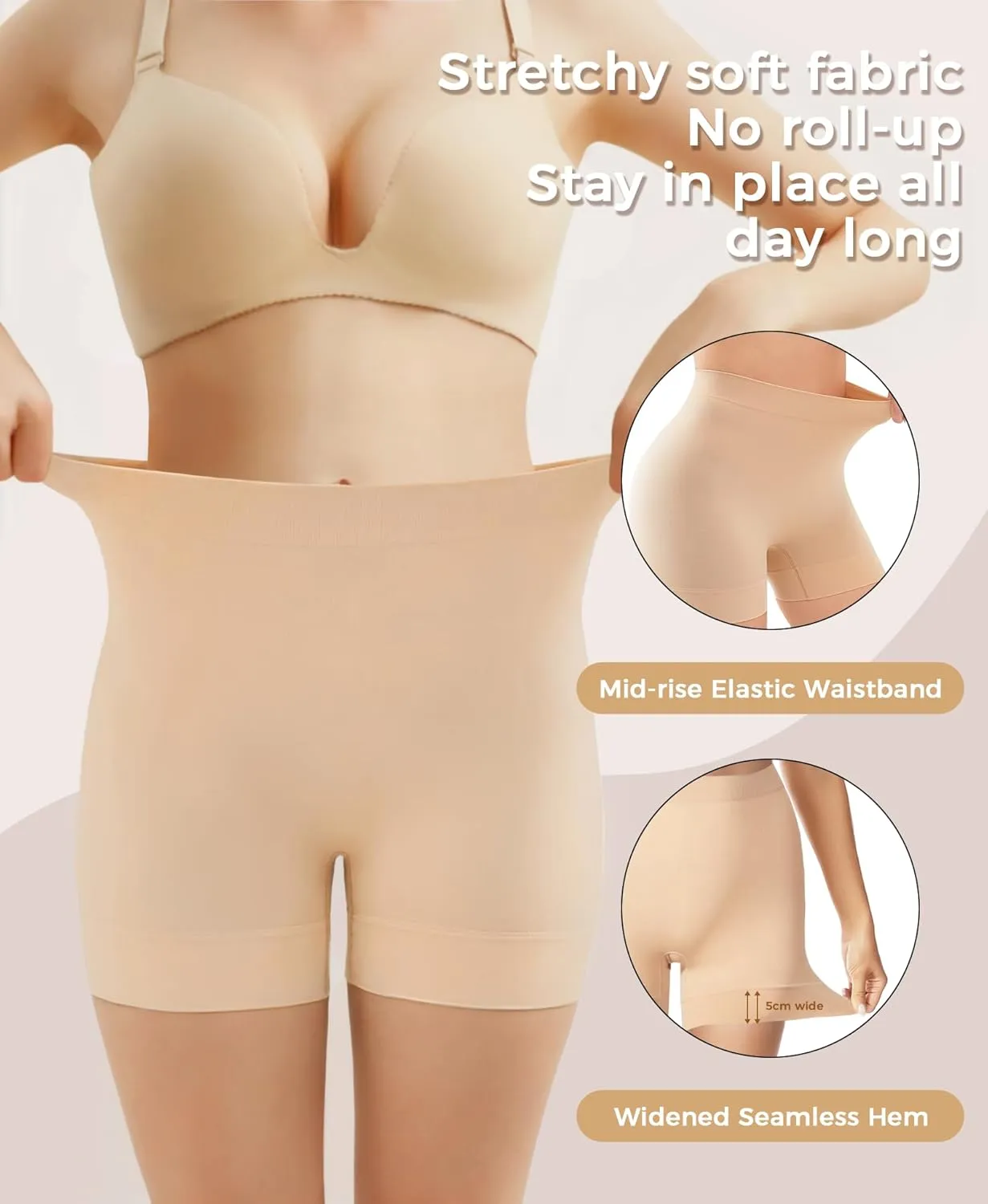 3 Pack Slip Shorts for Women Under Dresses, Seamless Anti Chafing Shorts Summer