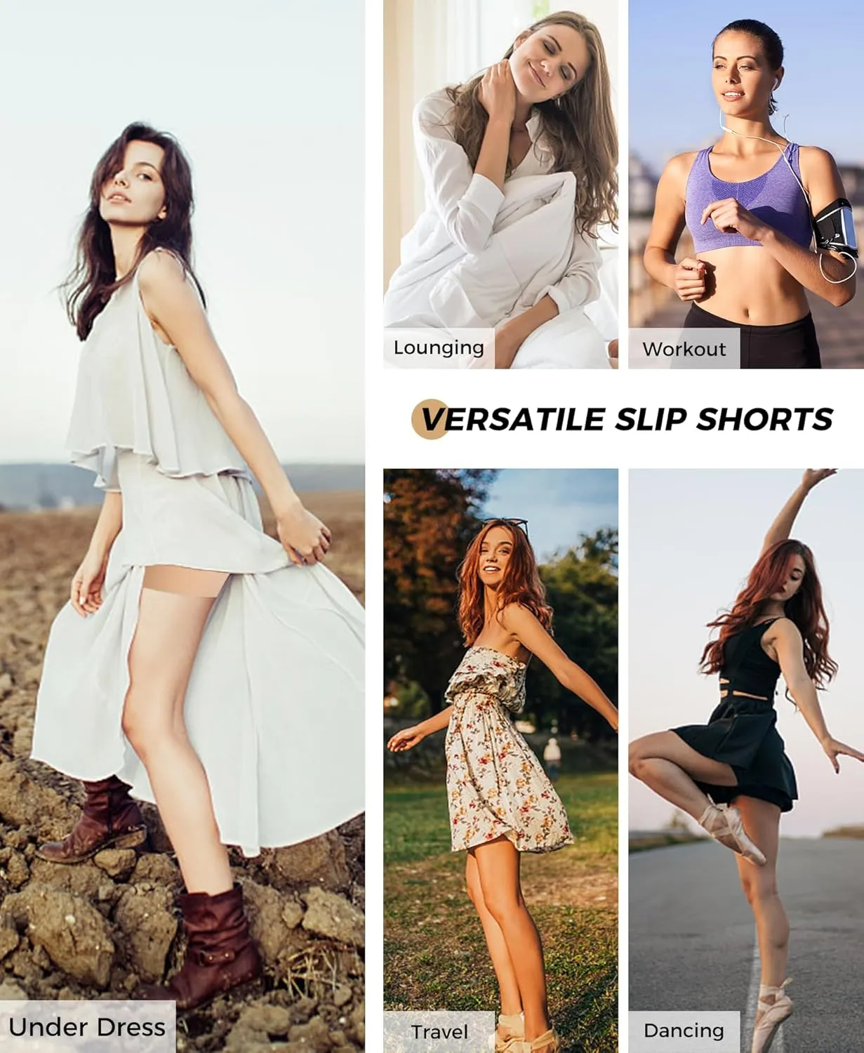 3 Pack Slip Shorts for Women Under Dresses, Seamless Anti Chafing Shorts Summer