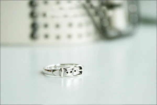 925 Sterling Silver Princess Belt Ring Gift Idea Rocker Gothic Woman Jewelry -  Silver ring (SR-051)