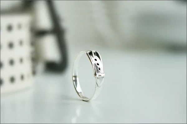 925 Sterling Silver Princess Belt Ring Gift Idea Rocker Gothic Woman Jewelry -  Silver ring (SR-051)