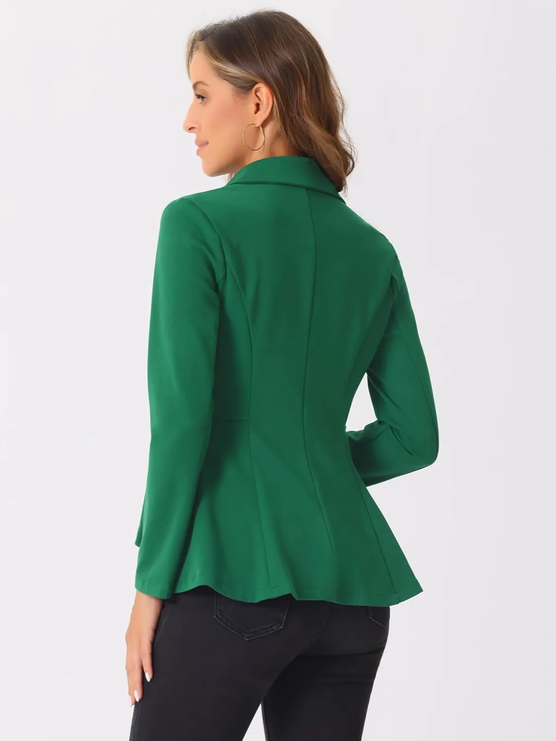 Allegra K Women's Casual Jacket Steampunk High Low Hem Open Front Long Sleeves Work Peplum Blazer