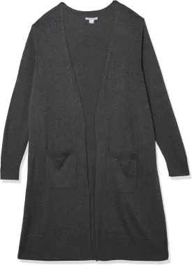 Amazon Essentials Women's Lightweight Longer Length Open-Front Long-Sleeve Cardigan Sweater (Available in Plus Size)