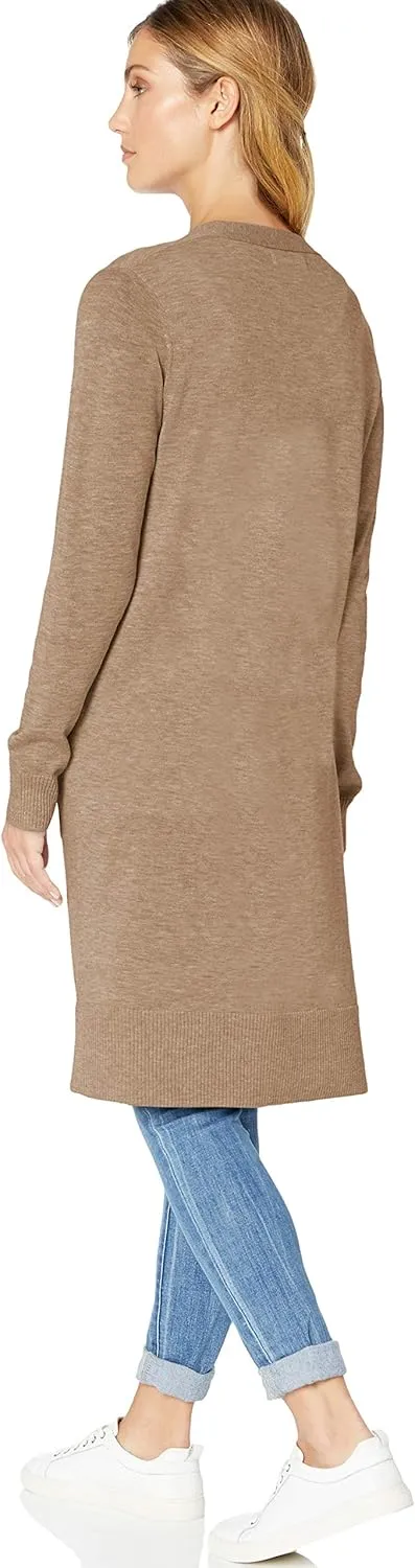 Amazon Essentials Women's Lightweight Longer Length Open-Front Long-Sleeve Cardigan Sweater (Available in Plus Size)