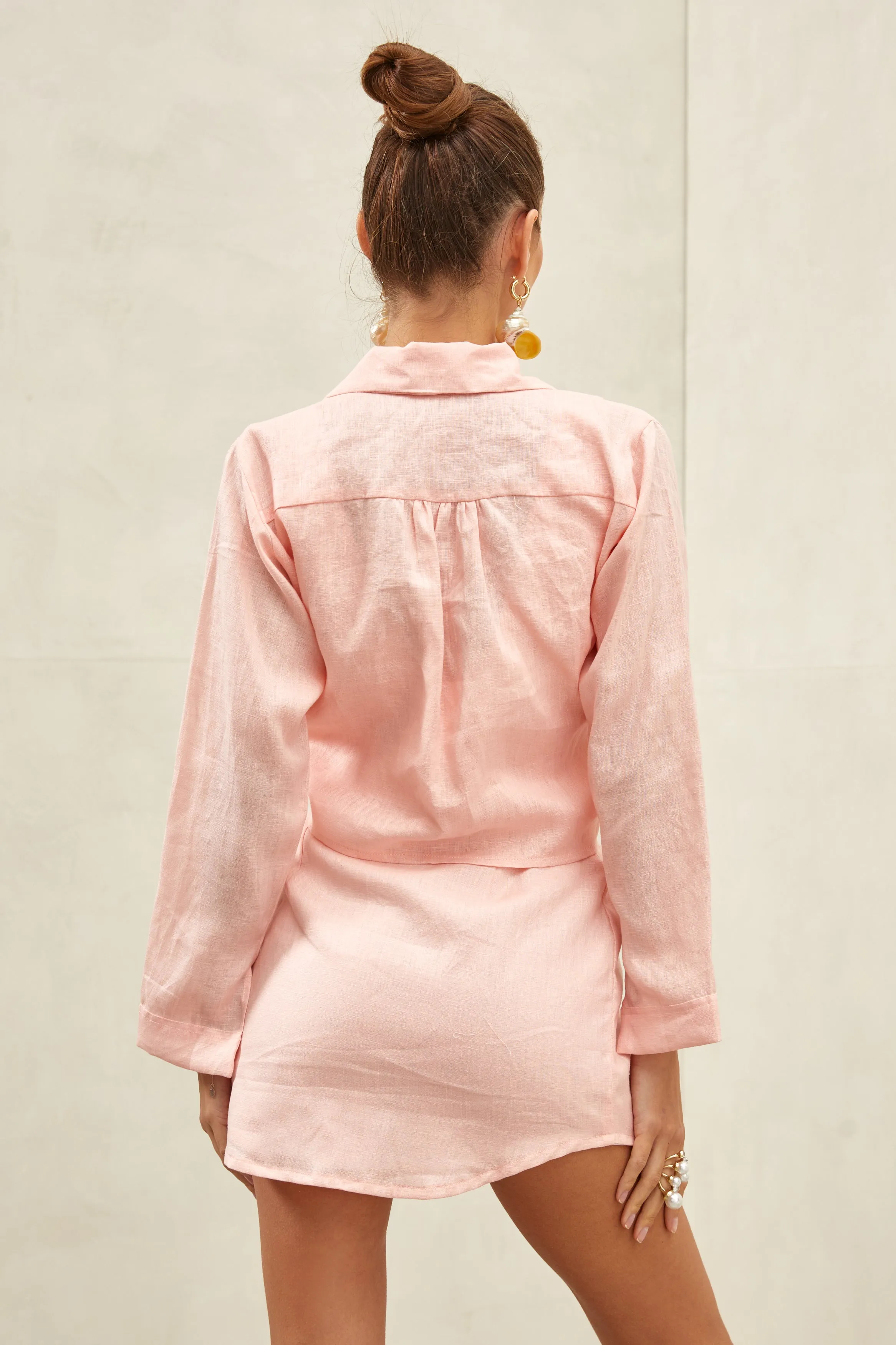 Aura Linen Mini Skirt Pink