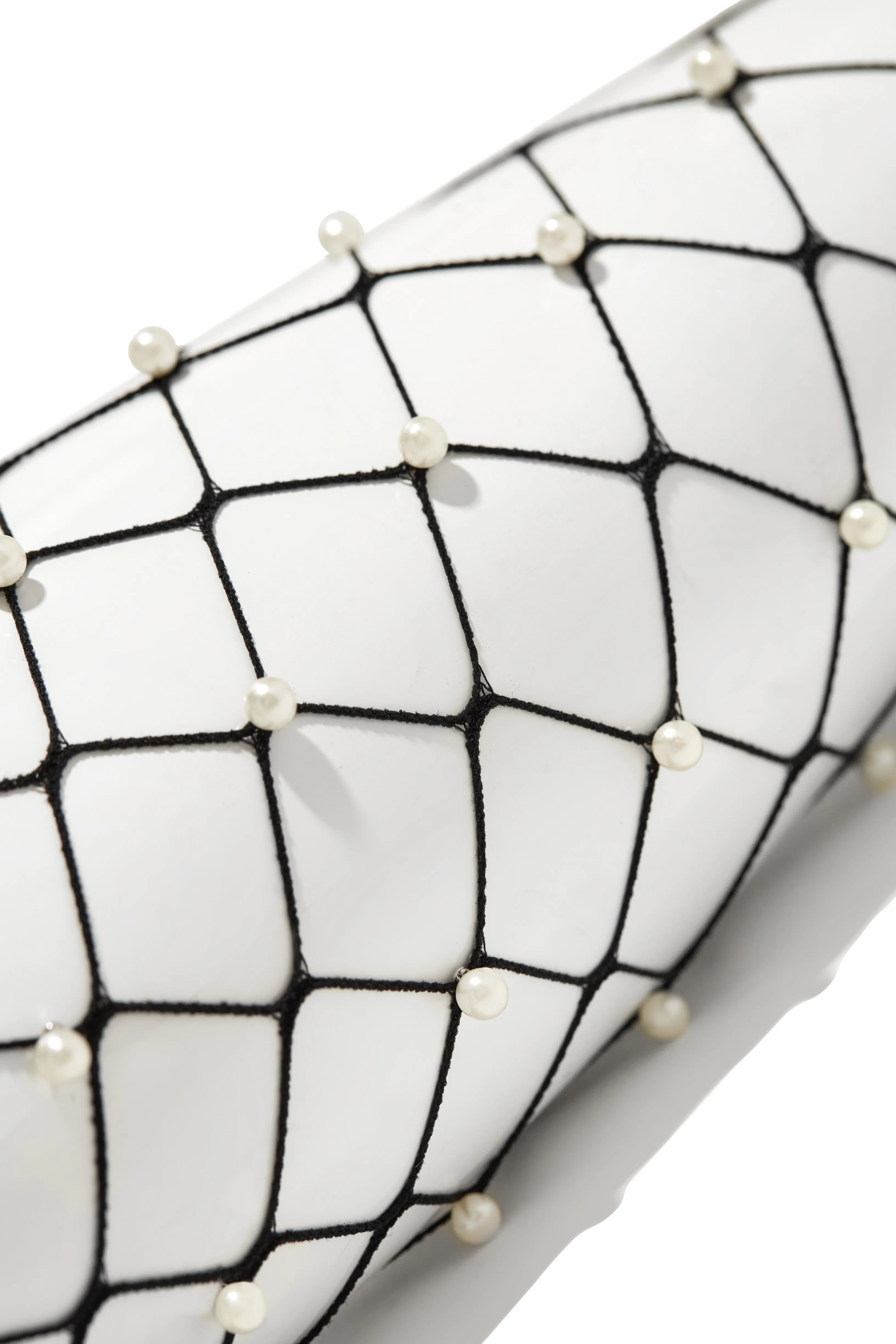 Ava Pearl Embellished Fishnets - Black