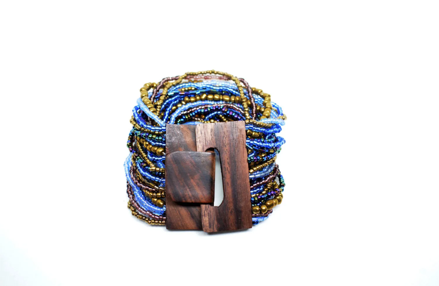 Beaded Bracelet Multi Strand Bracelet Wooden Clasp Bracelet Red Grey Boho Bracelet Gypsy Wood Jewelry Gift for Her Anniversary  Gift