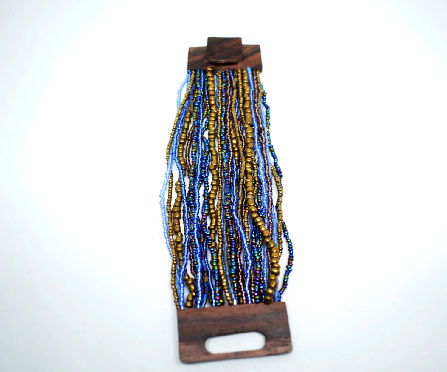 Beaded Bracelet Multi Strand Bracelet Wooden Clasp Bracelet Red Grey Boho Bracelet Gypsy Wood Jewelry Gift for Her Anniversary  Gift