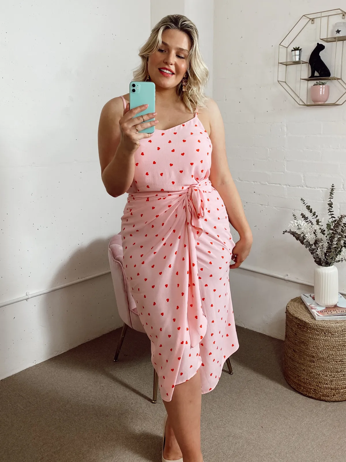 Beau Cami Top / Pink And Red Heart Print