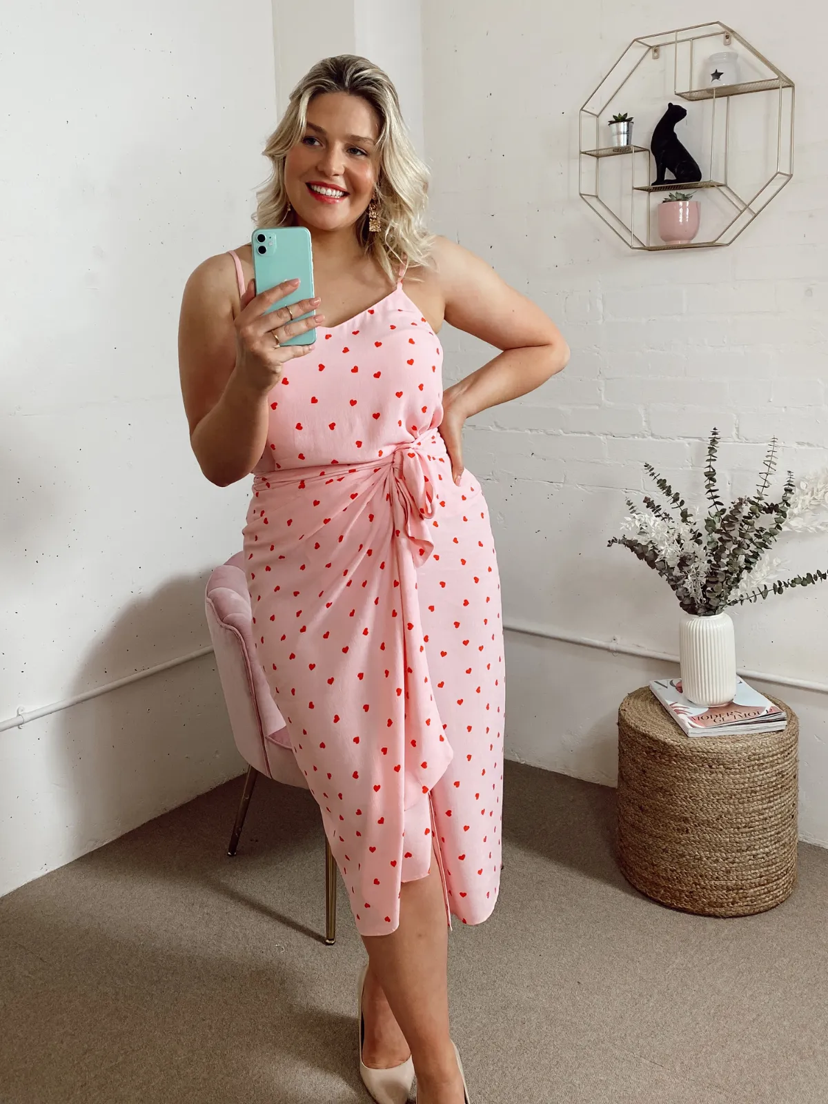 Beau Cami Top / Pink And Red Heart Print