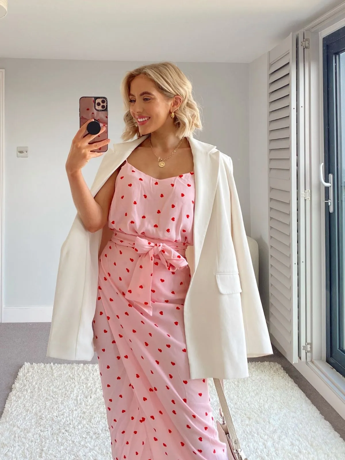 Beau Cami Top / Pink And Red Heart Print