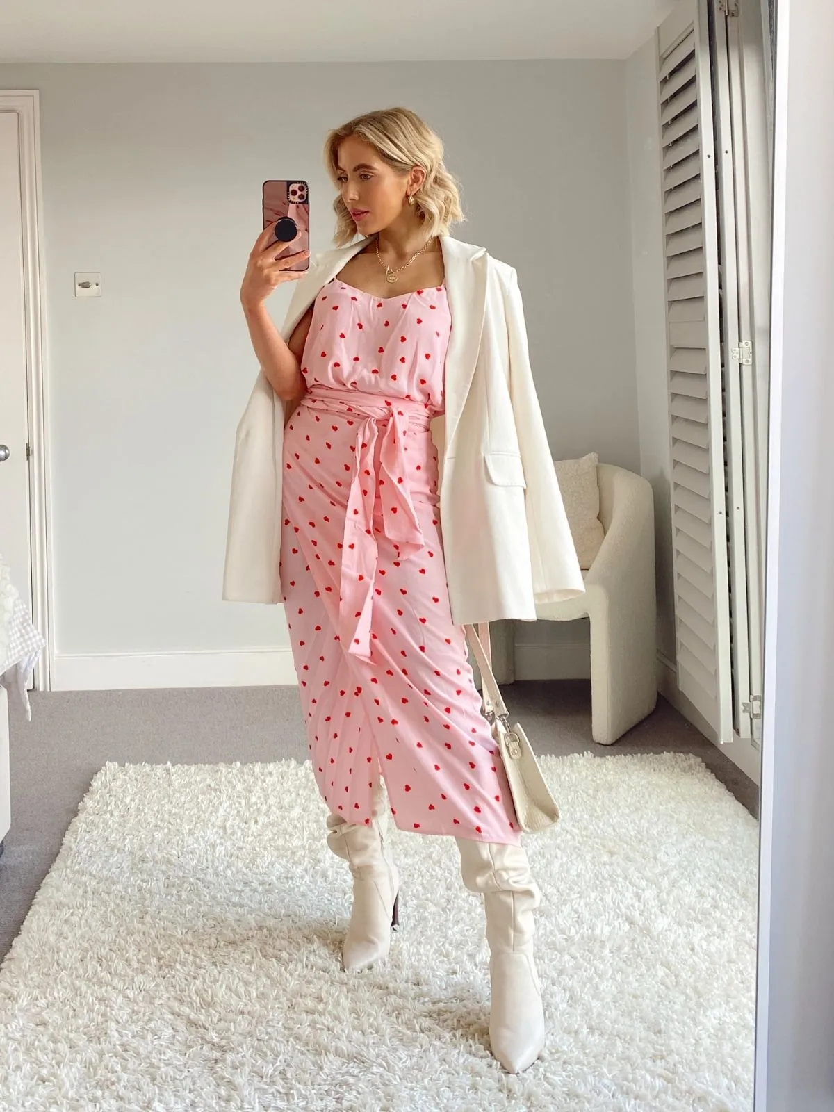 Beau Cami Top / Pink And Red Heart Print