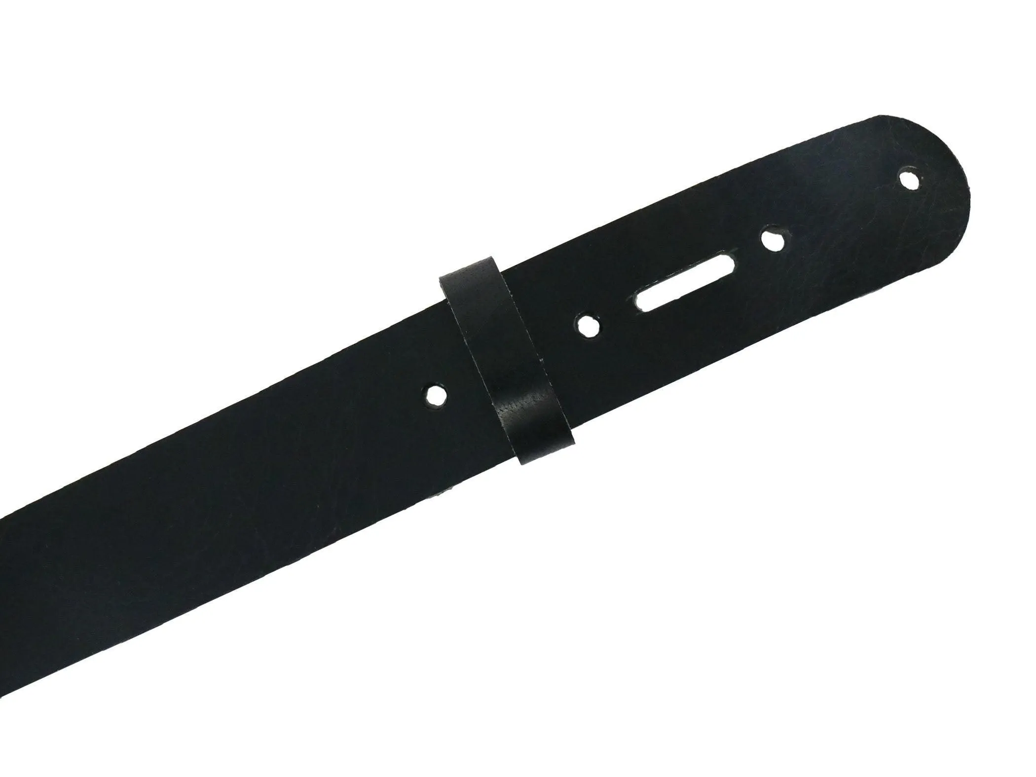 Black Vintage Glazed Buffalo Leather Belt Blank With Matching Keeper, 48"-60" Length