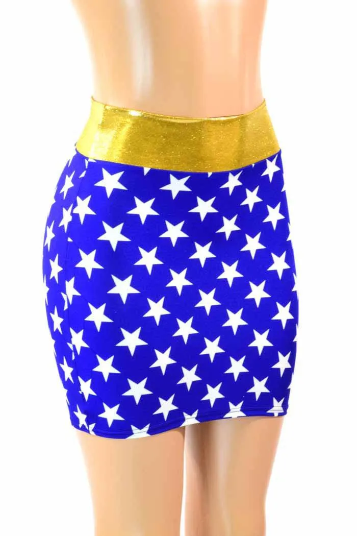 Blue & White Star Super Hero Skirt
