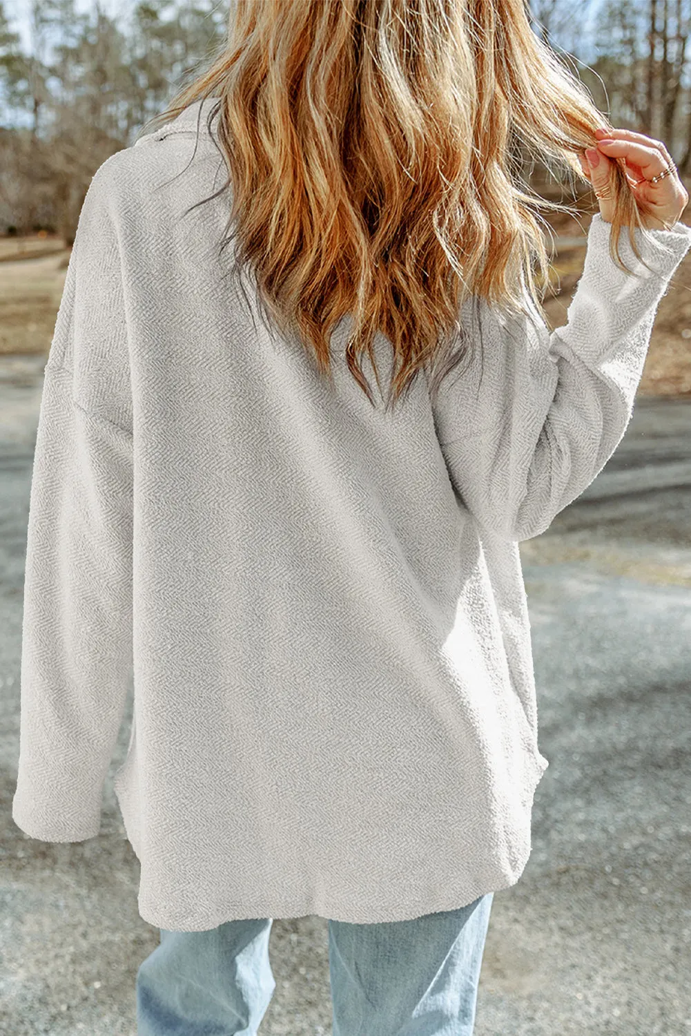 Contrast Flap Pockets Relaxed Shacket