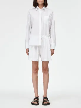 Drawstring Pleat Front Short in White