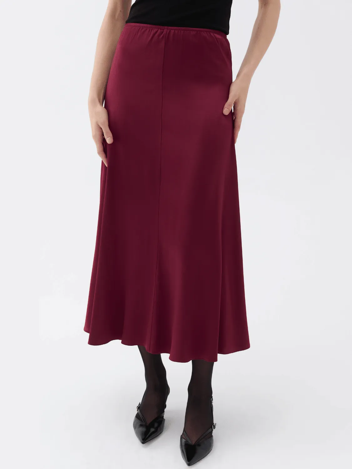 Elastic Waisted Midi Skirt