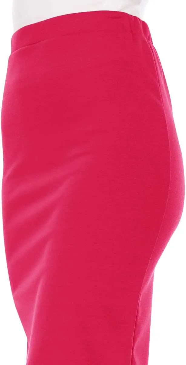 FashionJOA Women's High Waist Pencil Solid Knee Length Office Work Skirt