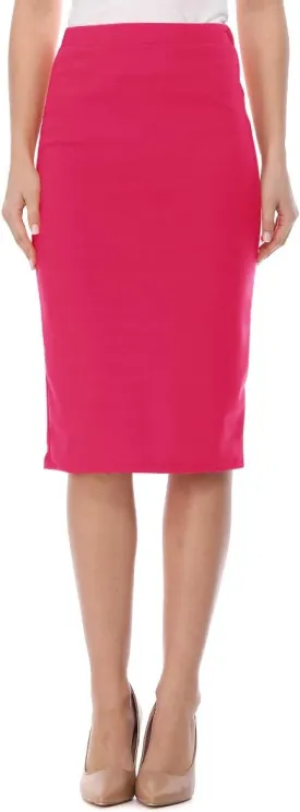 FashionJOA Women's High Waist Pencil Solid Knee Length Office Work Skirt