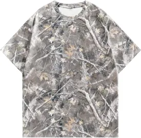 GORGLITTER Men's Camo Tropical Graphic Oversized T Shirt Y2K Crewneck Short Sleeve Tee Tops