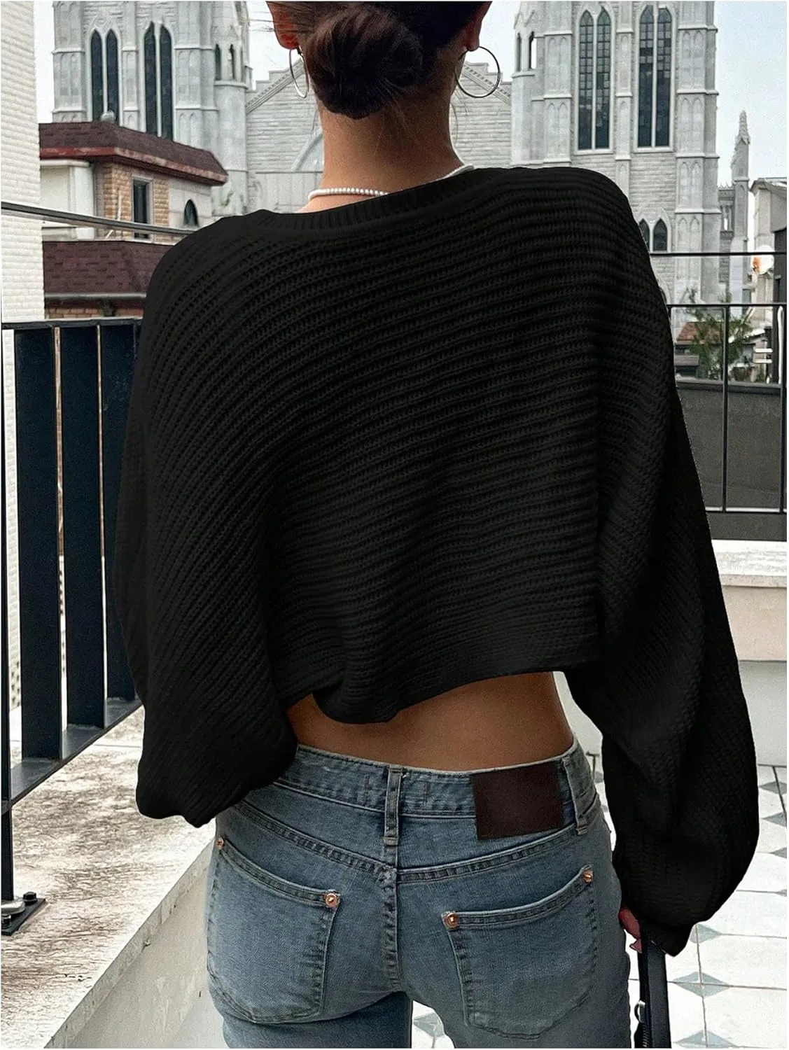 GORGLITTER Women's Long Sleeve Bolero Shrug Open Front Knit Cropped Cardigan Sweater Shrugs