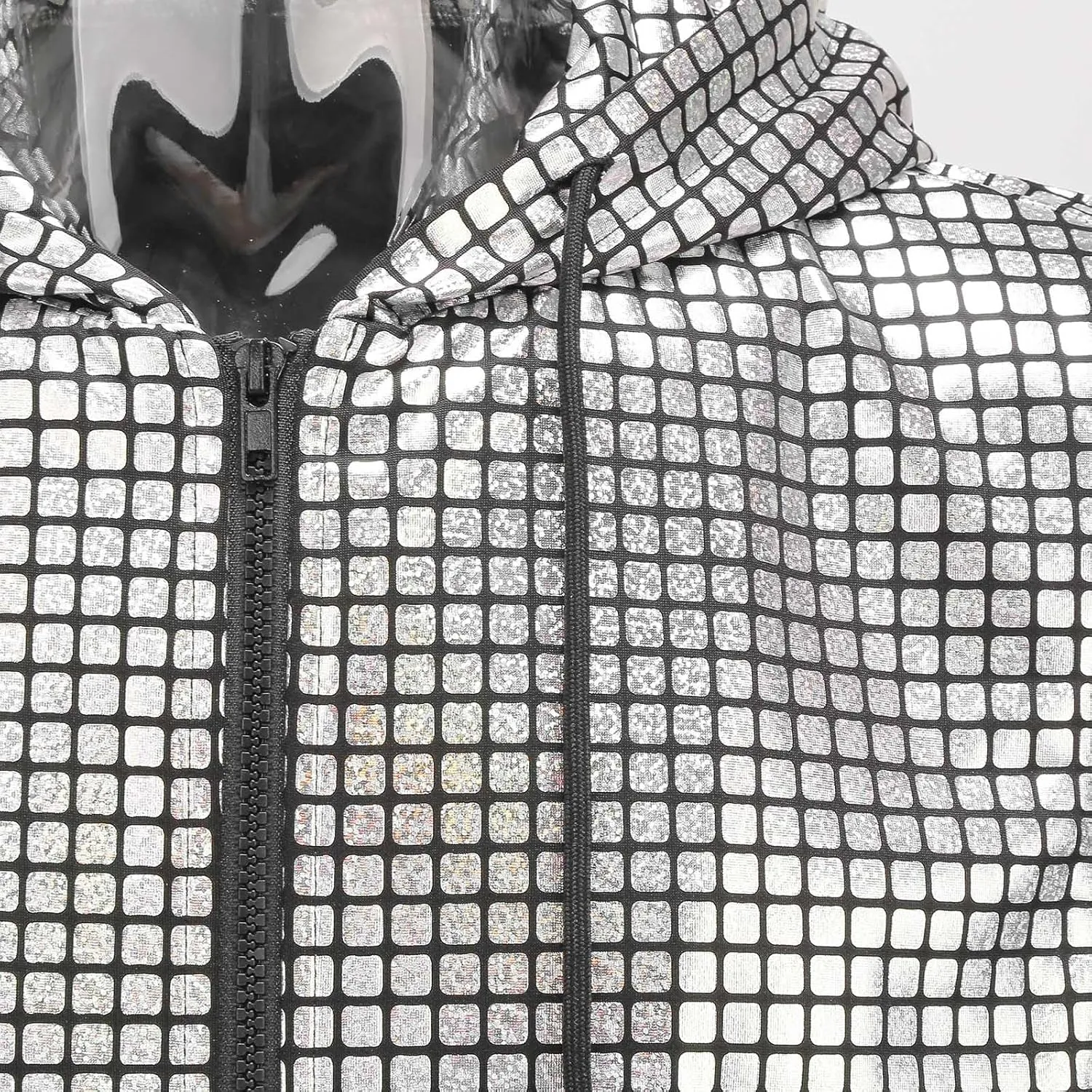 GRAJTCIN Metallic Sleeveless Hooded Vest for Men Zip Up Disco Vest Metallic Shirts