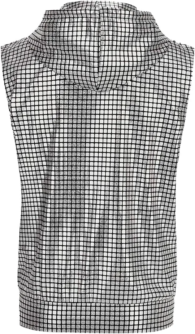 GRAJTCIN Metallic Sleeveless Hooded Vest for Men Zip Up Disco Vest Metallic Shirts