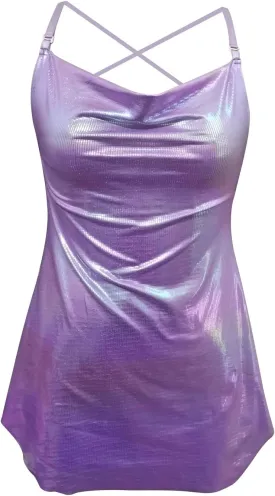 HengShunRui Women Shiny Backless Slip Dress Spaghetti Strap Party Dresses
