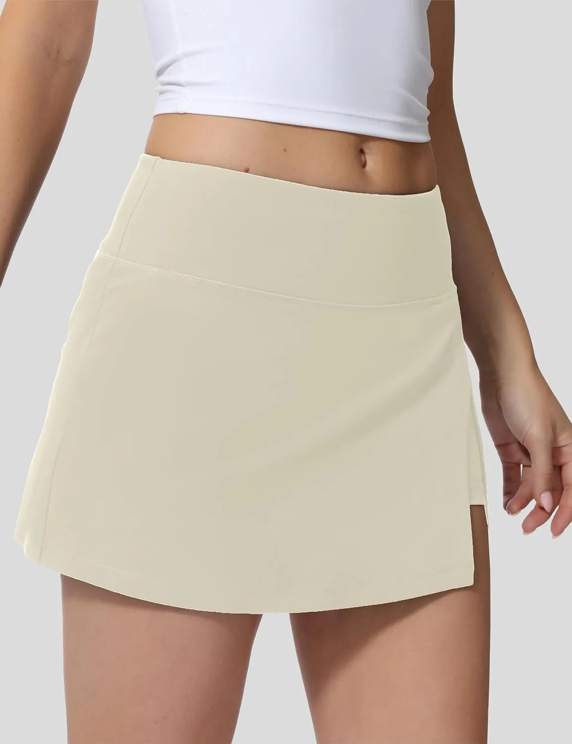 High Waisted Tennis Skirt for Women  Athletic Side Slit A-Line Golf Skirt with Built in Shorts, Lightweight Workout Skort.