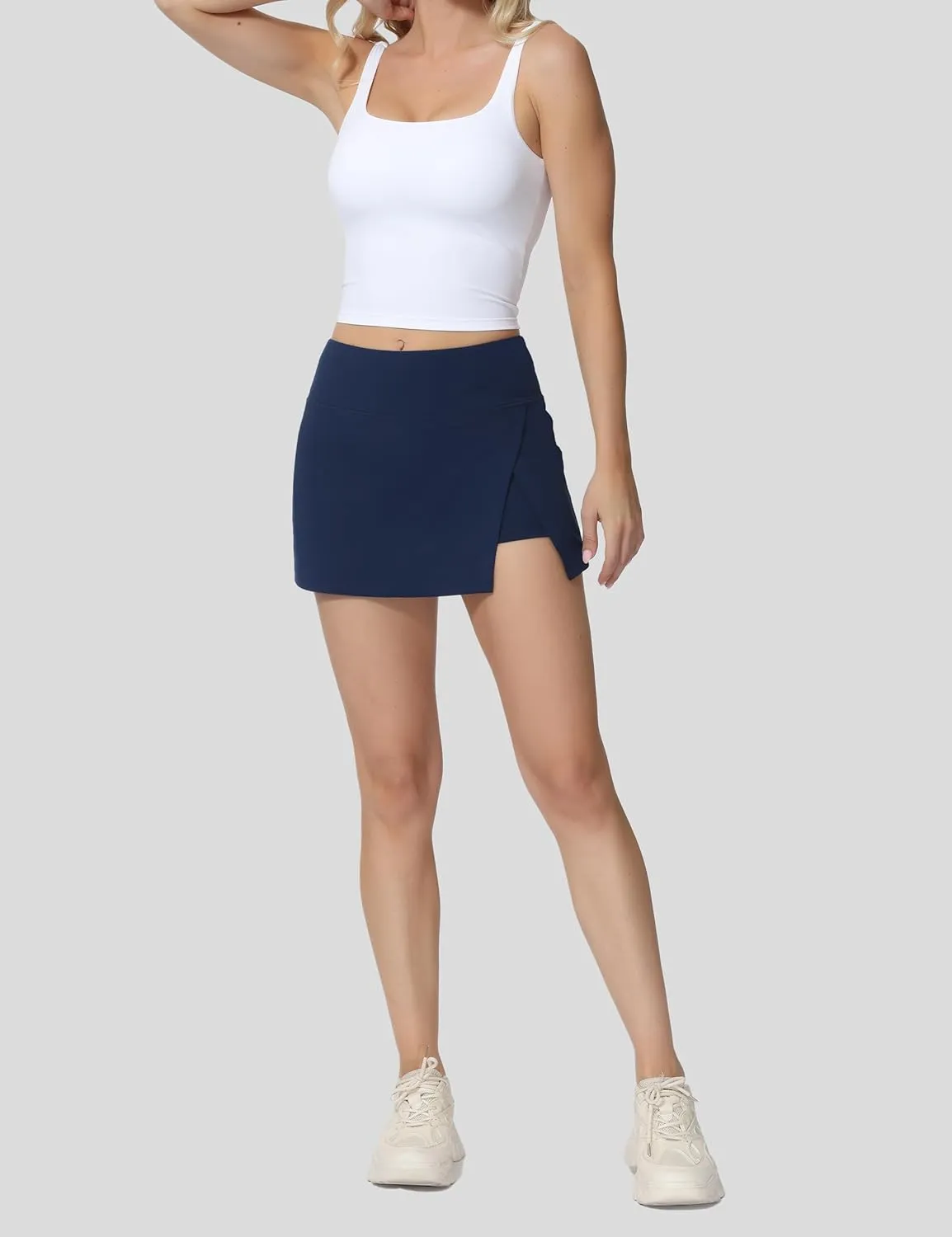 High Waisted Tennis Skirt for Women  Athletic Side Slit A-Line Golf Skirt with Built in Shorts, Lightweight Workout Skort.