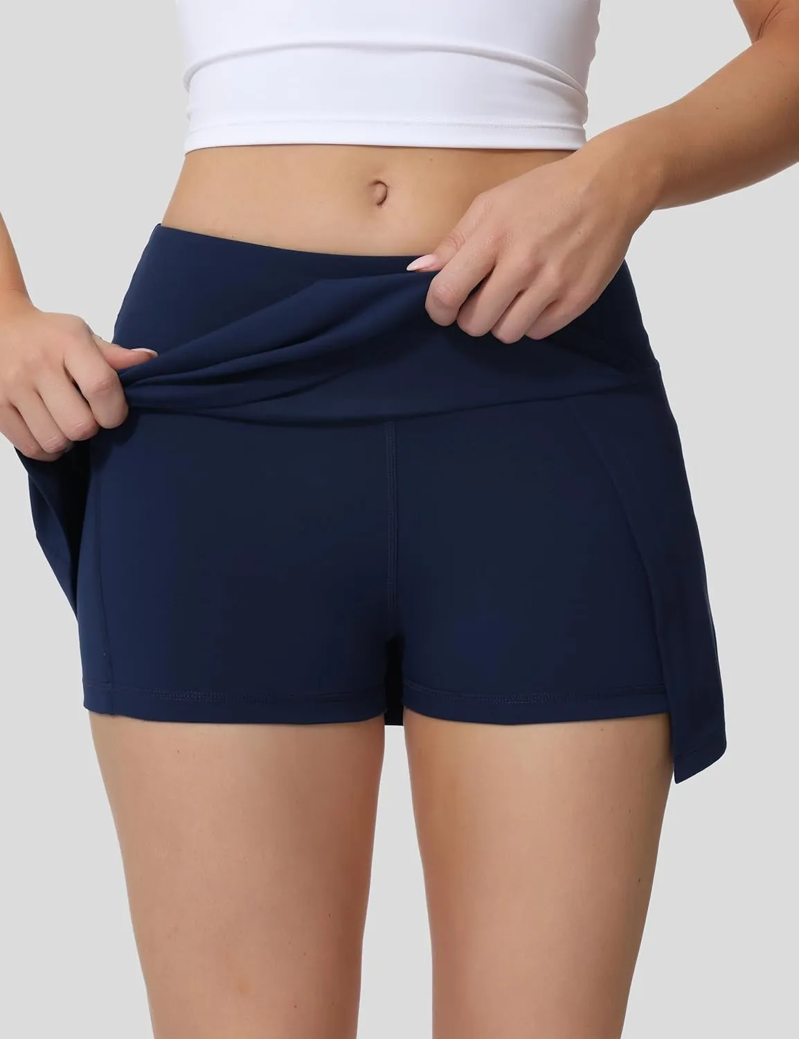 High Waisted Tennis Skirt for Women  Athletic Side Slit A-Line Golf Skirt with Built in Shorts, Lightweight Workout Skort.