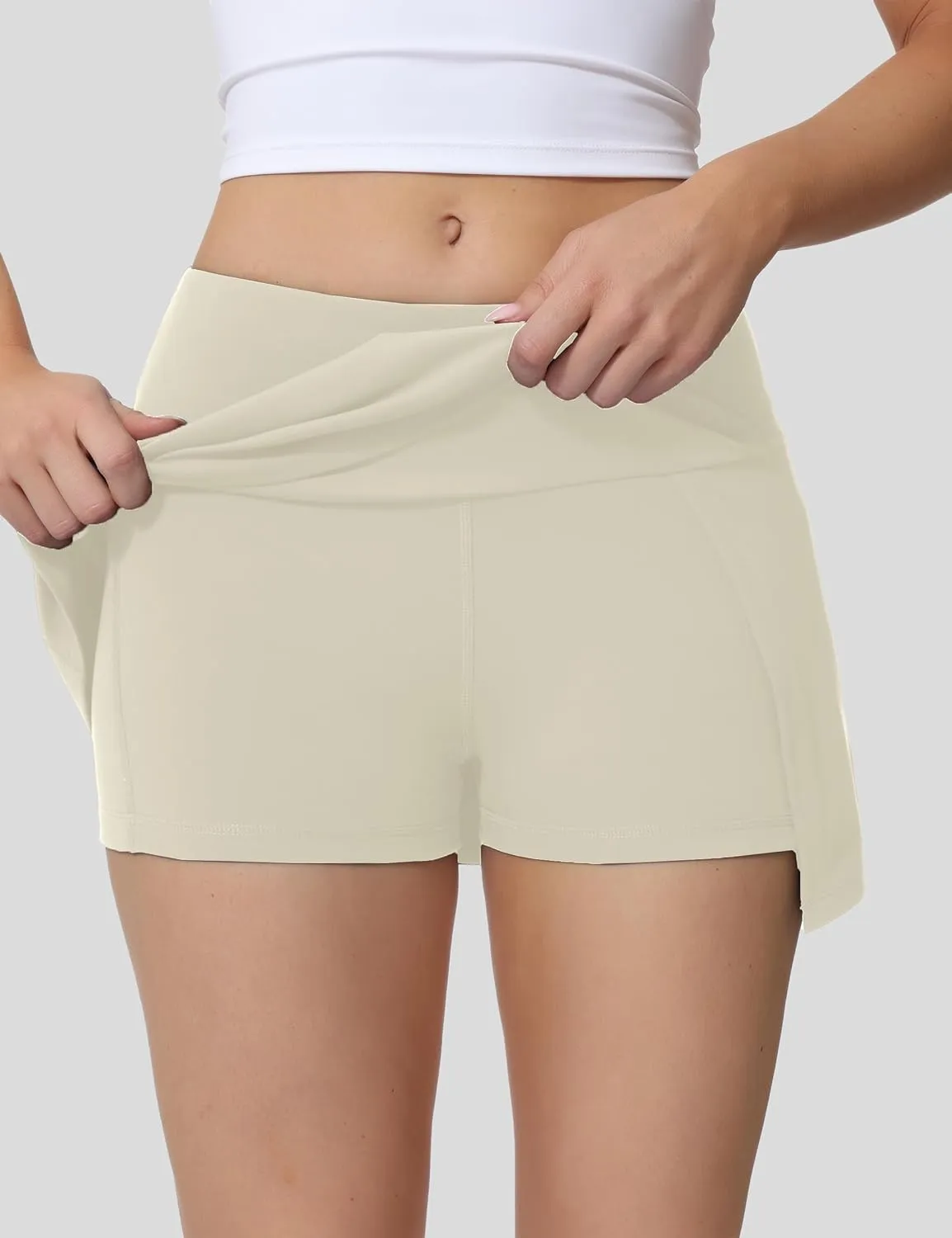 High Waisted Tennis Skirt for Women  Athletic Side Slit A-Line Golf Skirt with Built in Shorts, Lightweight Workout Skort.