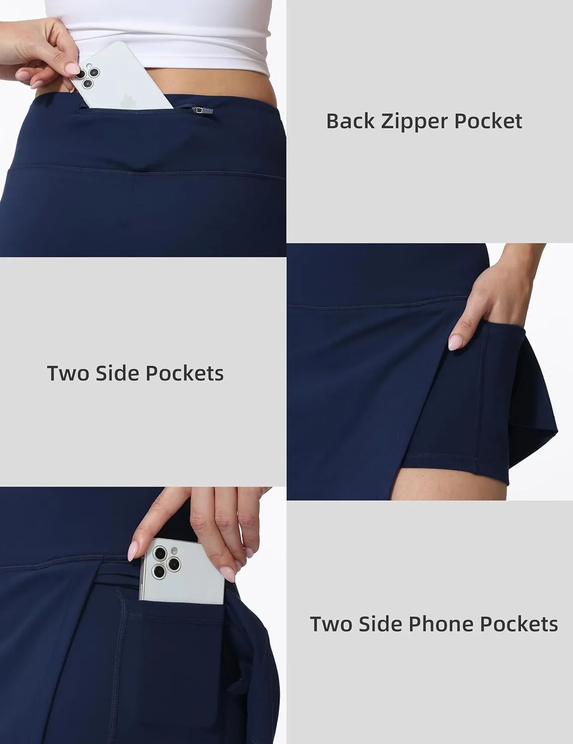 High Waisted Tennis Skirt for Women  Athletic Side Slit A-Line Golf Skirt with Built in Shorts, Lightweight Workout Skort.