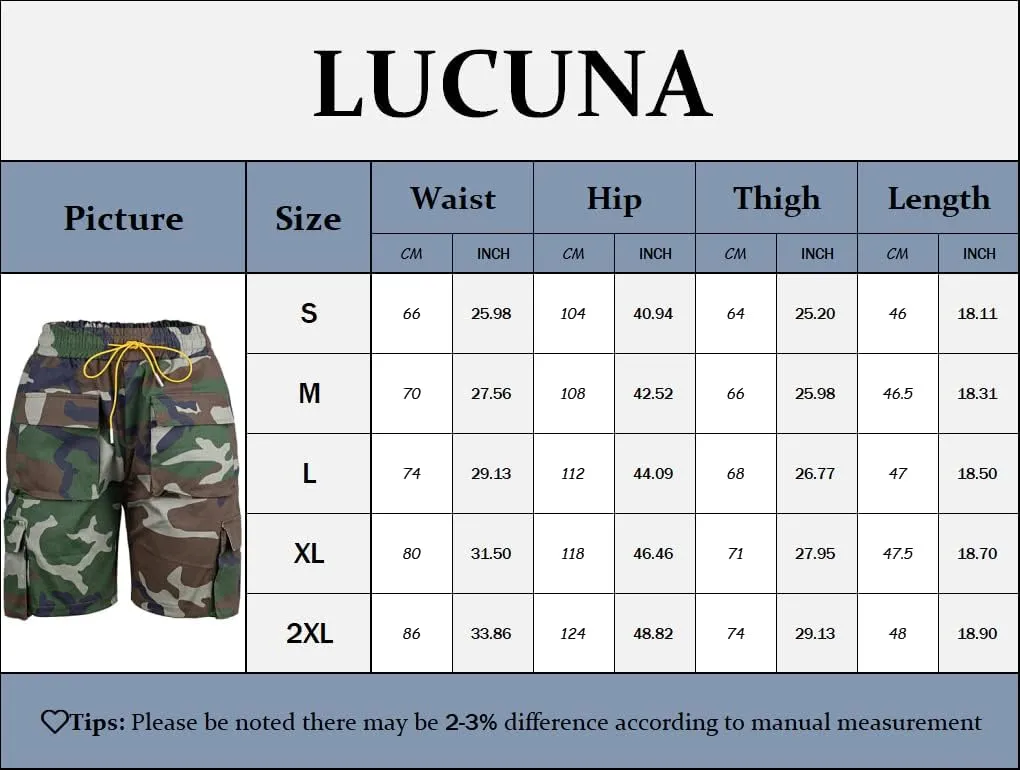 Lucuna Women's Camo Shorts High Waisted Multi-Pocket Army Fatigue Camouflage Casual Cargo Shorts