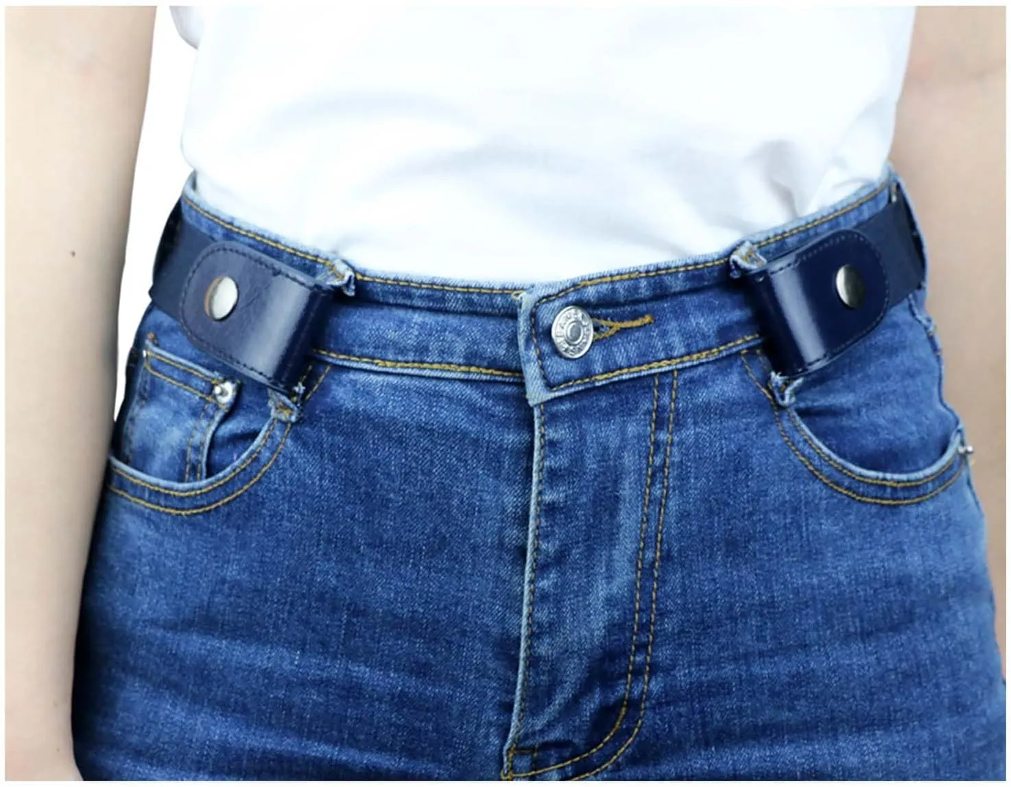 maikun No Buckle Women Men Stretch Belt, Invisible Elastic Belt for Jeans Pants Dresses