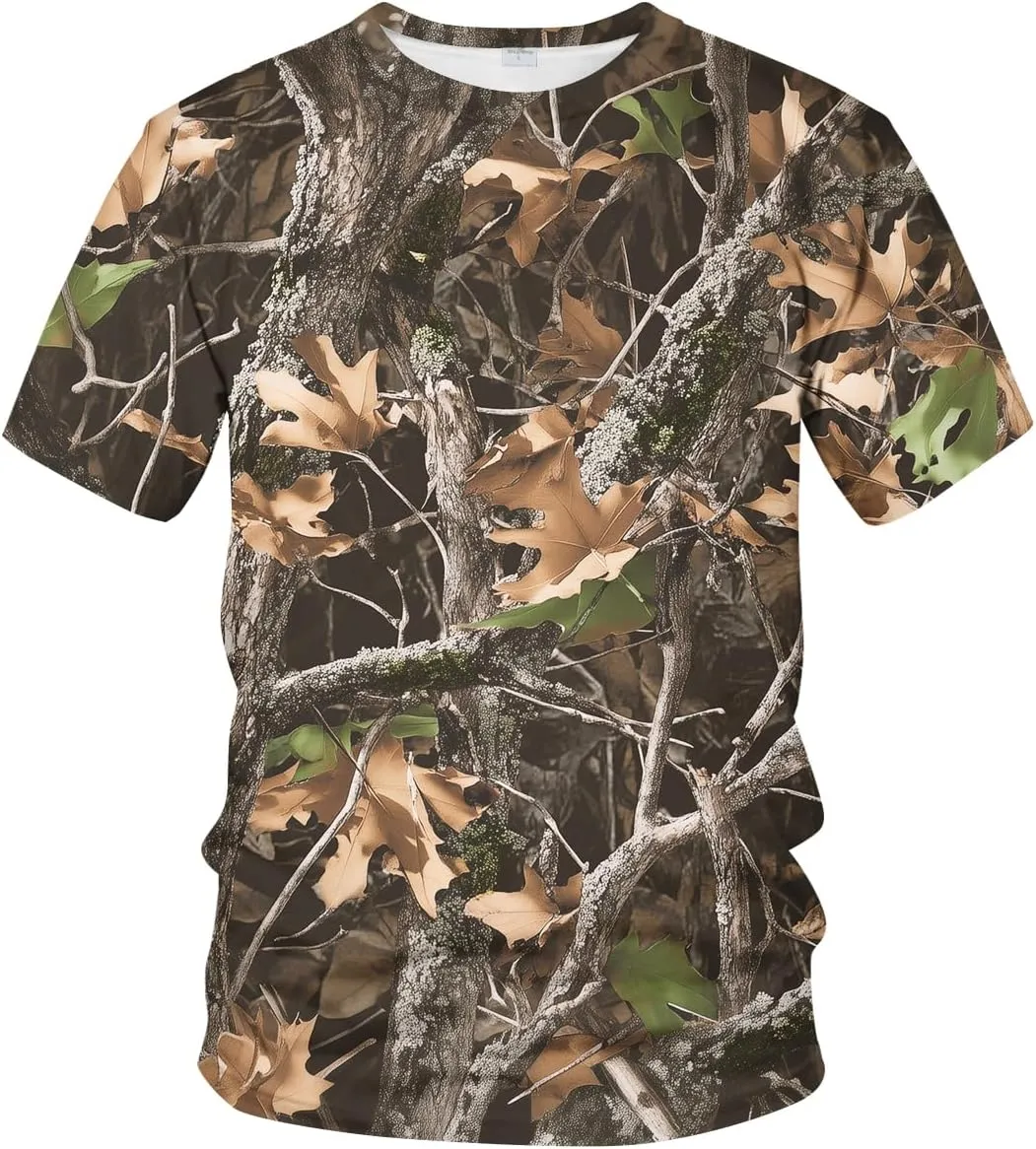 Men's Camo T Shirt Hunting Shirts Short Sleeve Fishing Camouflage Shirt