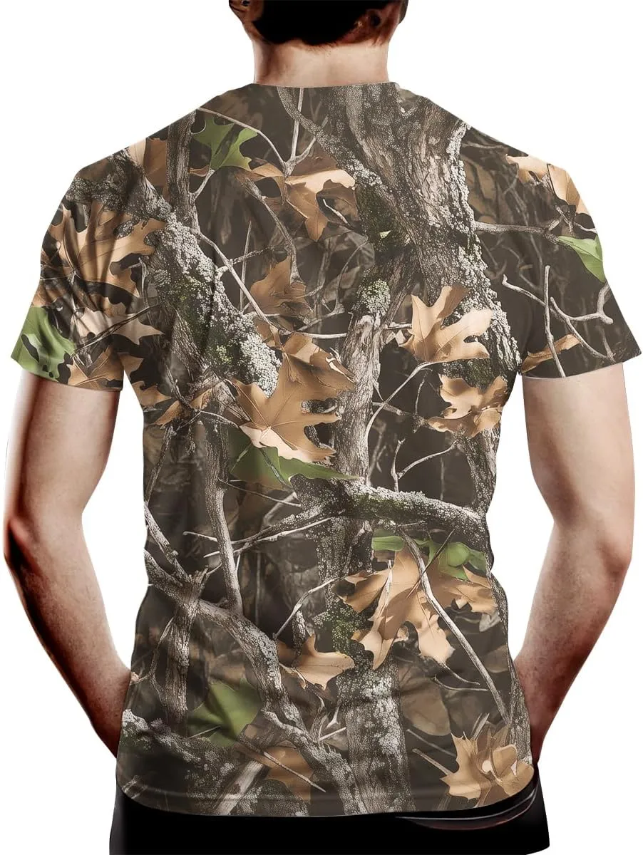 Men's Camo T Shirt Hunting Shirts Short Sleeve Fishing Camouflage Shirt