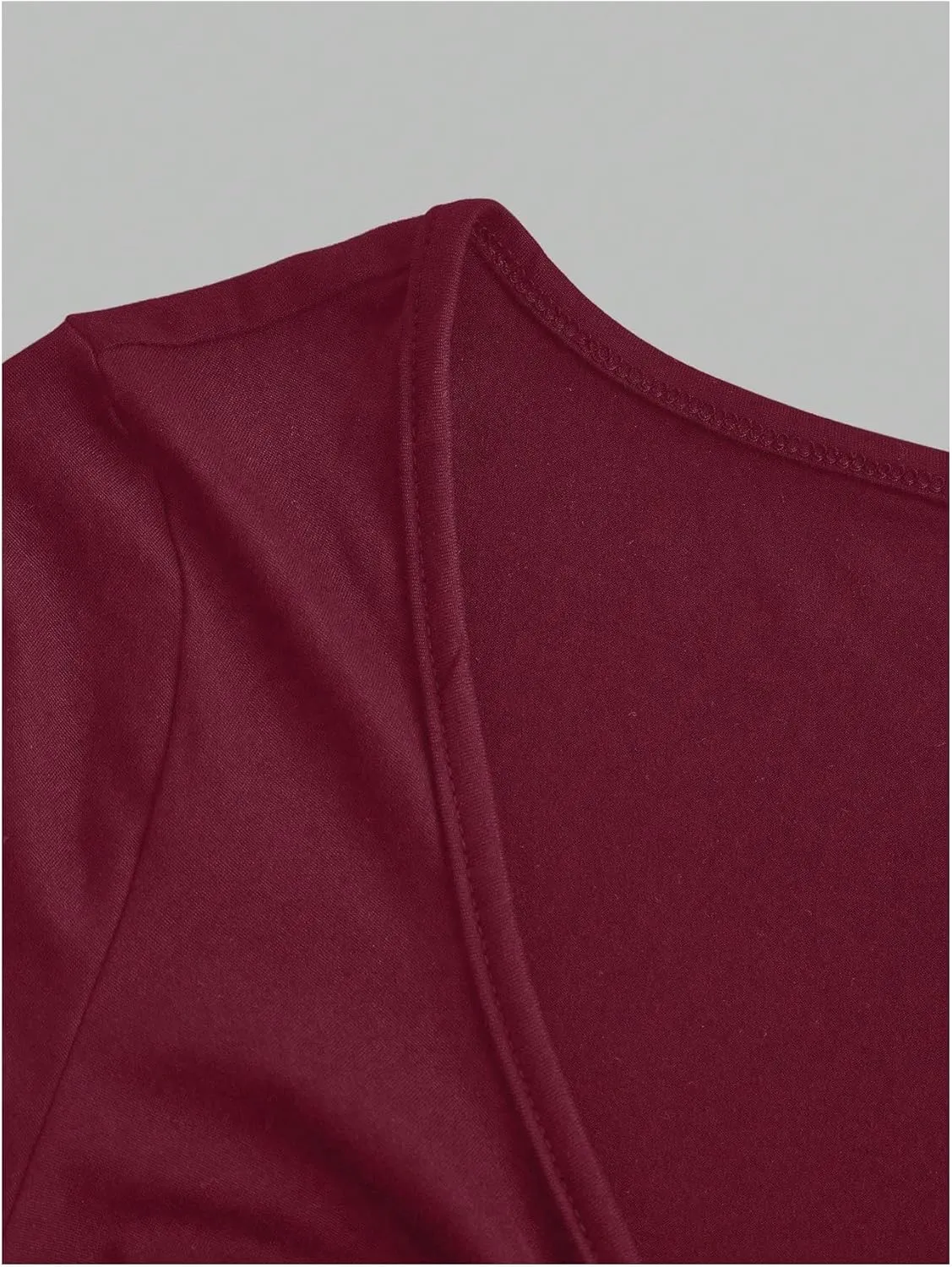 Milumia Women's Ruched Bust V Neck Tie Front Spit Long Sleeve T Shirt Blouse Top