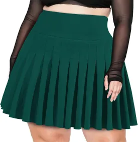 Moon Wood Women's Plus Size Pleated Tennis Skirt- Girls High Waist Athletic Golf Skirts with Shorts