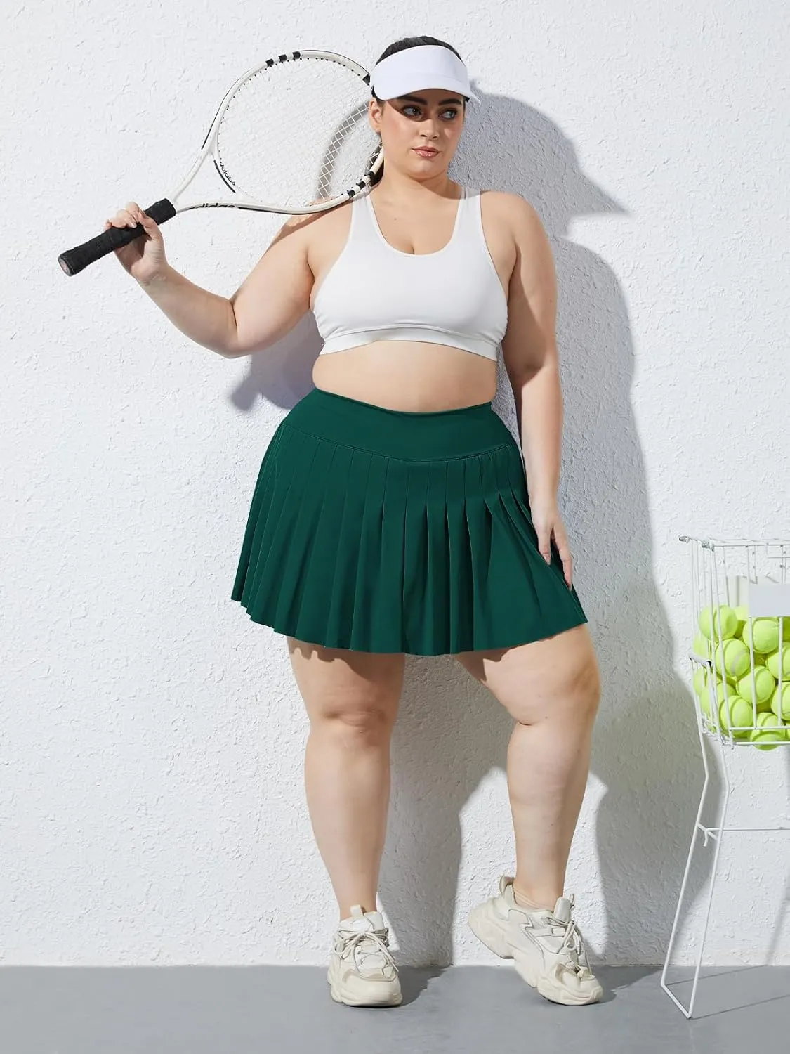 Moon Wood Women's Plus Size Pleated Tennis Skirt- Girls High Waist Athletic Golf Skirts with Shorts