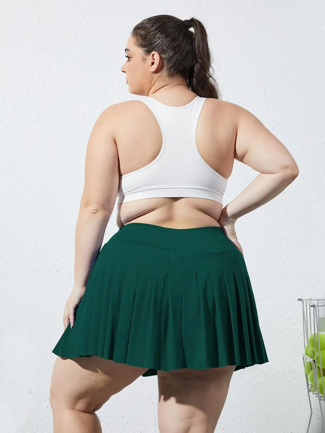 Moon Wood Women's Plus Size Pleated Tennis Skirt- Girls High Waist Athletic Golf Skirts with Shorts