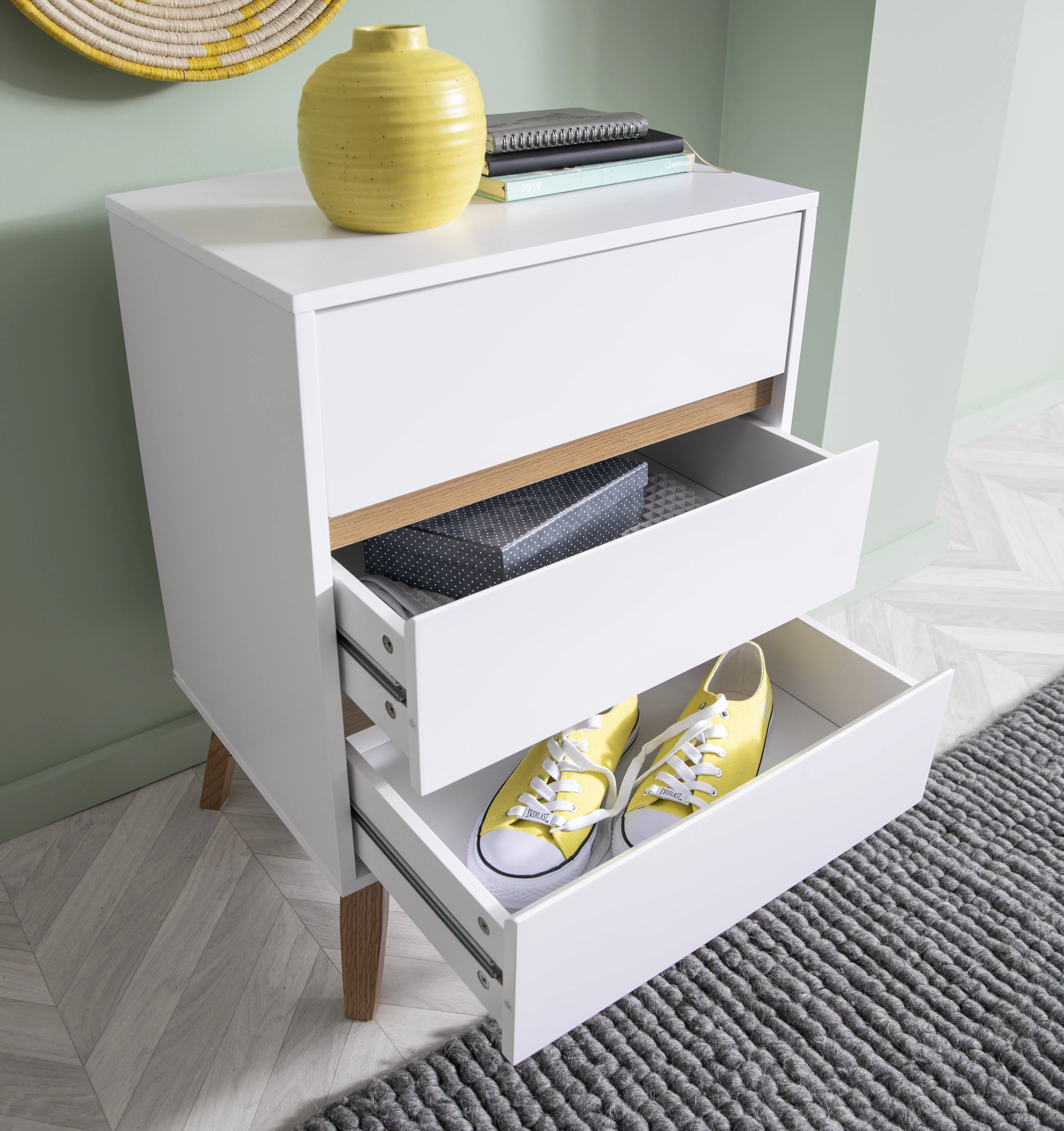 Otto Chest of Drawers Tall 3 Drawer in Classic White