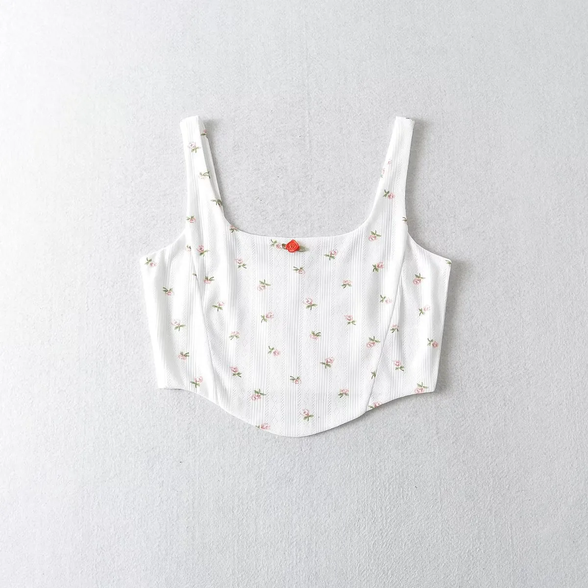 Sexy Ceiling Floral Halter Spaghetti Straps Vest Women Summer Sexy Short Backless Top