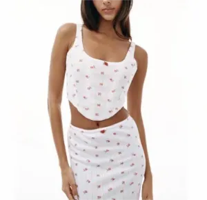 Sexy Ceiling Floral Halter Spaghetti Straps Vest Women Summer Sexy Short Backless Top