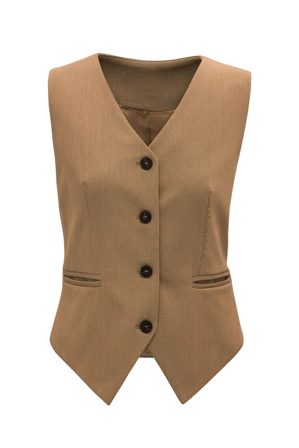 Slit Pocket Lined Button Up Vest