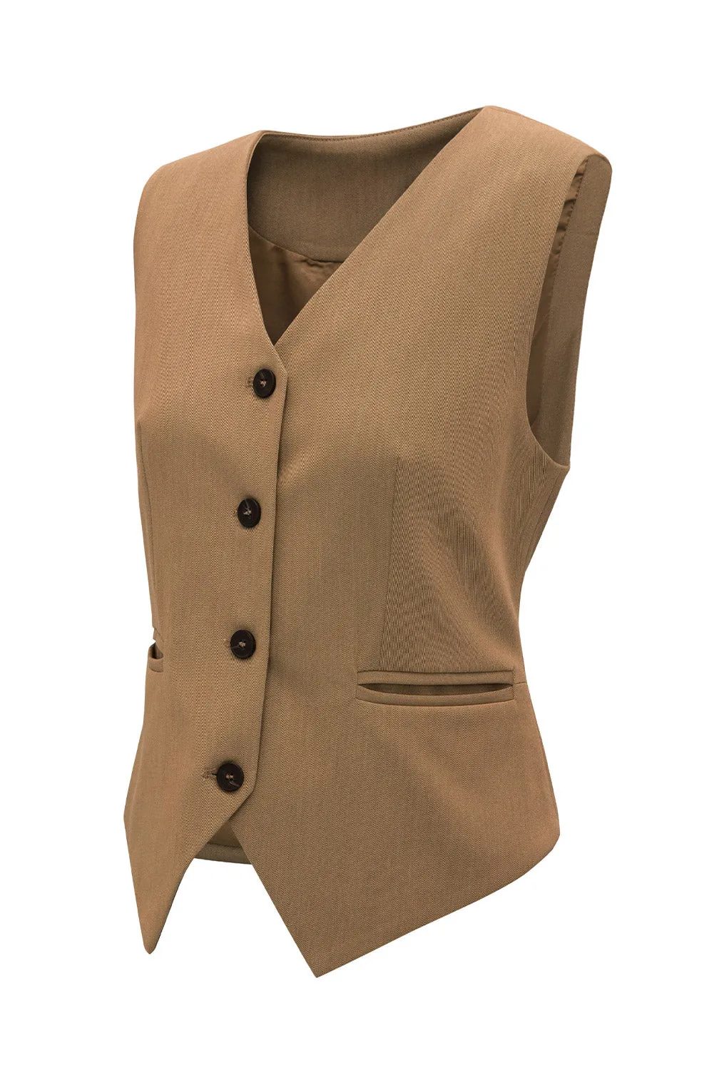 Slit Pocket Lined Button Up Vest