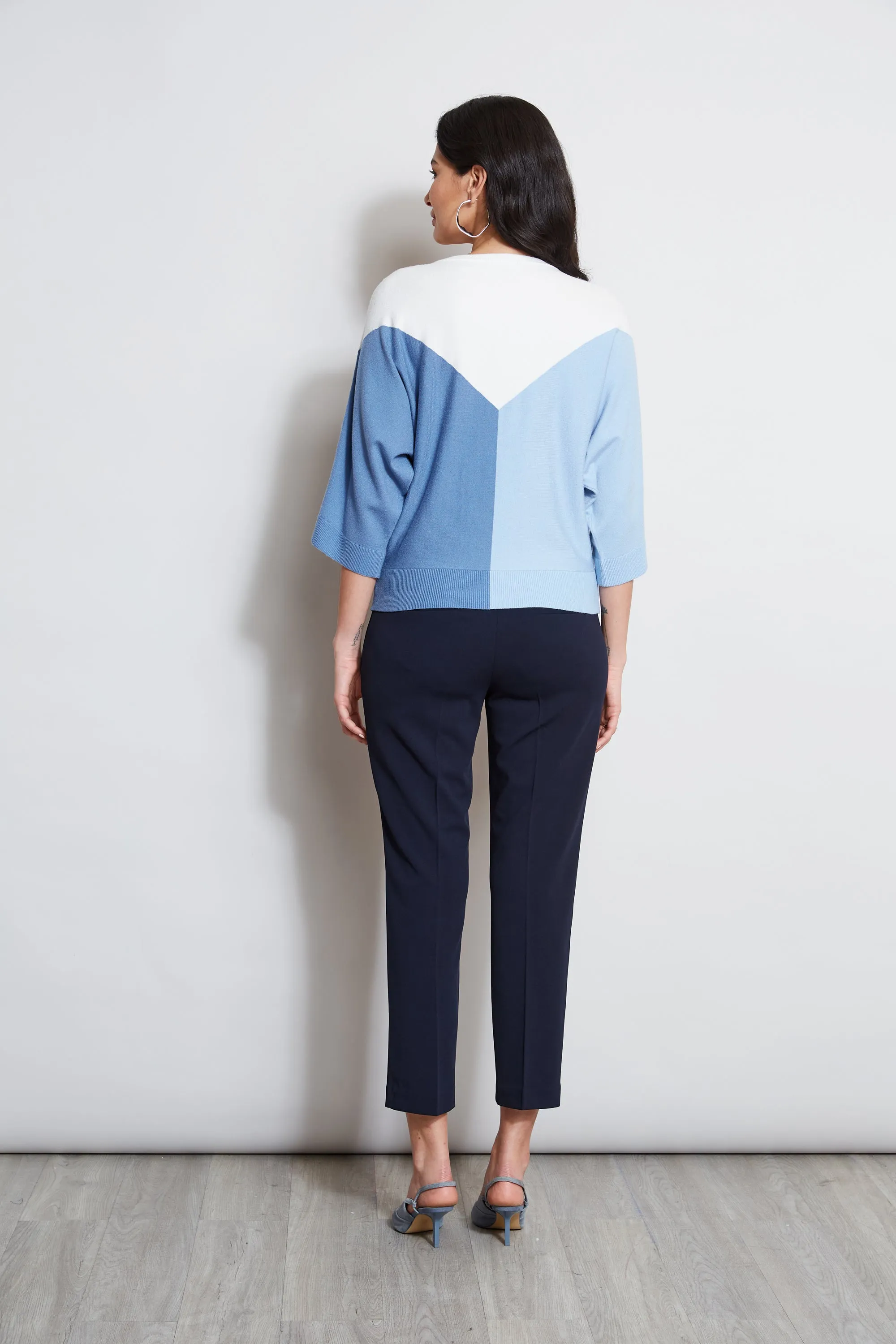 T-Tahari Short Sleeve Color Blocked Sweater