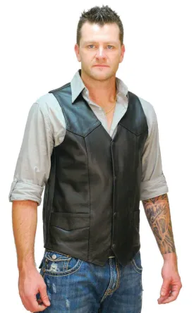 Tall Cowhide Leather Biker Vest #VM604T
