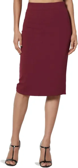 TheMogan Women's Office Ponte Stretch Knit Elastic High Waist Knee Pencil Midi Skirt