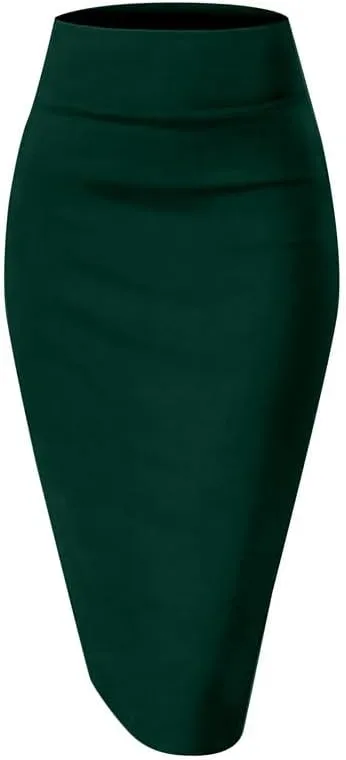 TRENDMALLS Women's High Waist Stretch Below Knee Suit Pencil Skirts for Women