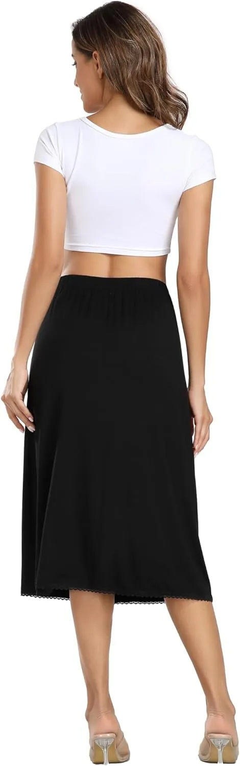 Vlazom Half Slips for Women Under Dress Long Half Slip Under Skirt with Lace Trim Size S-XXL